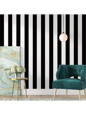 Black White Stripe Peel Stick Wallpaper Vinyl Removable Contact Paper Roll